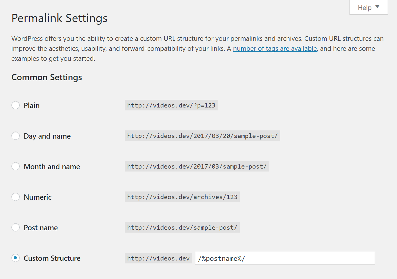 Permalink Settings